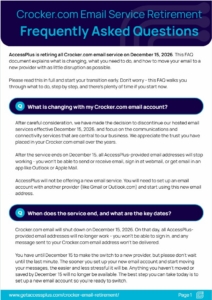 Crocker.com Email Service Retirement Frequently Asked Questions